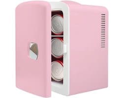 Mini Koelkast - Compacte Koeler - Dranken Koelen - Stil Werking - 4 Liter - Zacht Roze