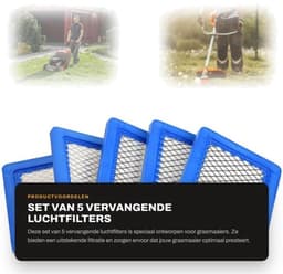 Luchtfilter Vervanging PT15853 - 5 Stuks - Slijtvast - Hoogwaardige Papieren Filter - Metalen Gaasbescherming - Eenvoudige Installatie - Grasmaaierfilter — thumbnail 1
