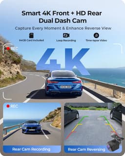 9,26 inch draadloos draagbaar Car Play display met 4K voor- en HD-achteruitrij-dual dashcam voor Apple CarPlay & - ShopVlot — thumbnail 3
