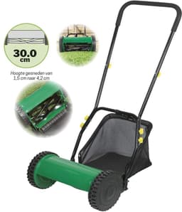 Klarven® Grasmaaier Handmatig Groen - Met Opvangbak 20 l - Stille En Milieuvriendelijke Maaiervaring, Zonder Uitstoot - Maaibreedte 30 cm - L 100 x B 60 x H 50 cm — thumbnail 4