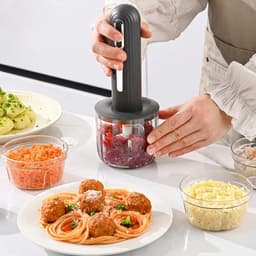 Mini Keukenmachine - Voedselhakker Hakmolen - Maaltijden Bereiden - Draadloos Ontwerp - Compact Formaat - Grijs — thumbnail 3