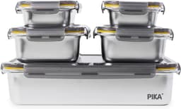 SnelShoppen - Set van 5 Bakdozen voor Batch Cooking - 1x 5000 ml + 2x 1300 ml + 2x 650 ml - Rvs, Magnetron, Oven, Vriezer Bestendig, Handige Opberging — thumbnail 1