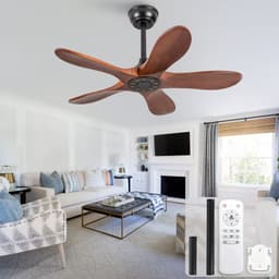 Plafondventilator 36 inch zonder verlichting - zes-snelheden omkeerbare ventilator - antidiefstalmodus - geheugenfunctie voor snelheid - vijf massief houten bladen - ideaal voor kleine appartementen, serres en patio's — thumbnail 1