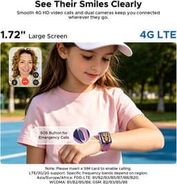 DOOGEE Anyscene S3 4G - GPS Horloge Kind - Smartwatch Kinderen - Video oproepen - Android OS - 1,72" inch HD Scherm - 2GB+16G - 900mAh - GPS/LBS/WiFi Locatie - Hartslag & Bloeddruk Monitor - IP68 Waterdicht - Geschikt voor iPhone en Android - Zwart — thumbnail 5