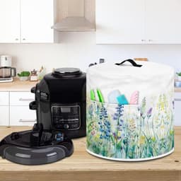 Drukpan Deksel - Keukenmachinehoes - Apparaten Beschermen - Met Opbergvak - 3 Liter - Blauw Groen Bloemen — thumbnail 2