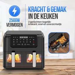 Dubbele Airfryer - Heteluchtfriteuse XXL - Snel Maaltijden Bereiden - Twee Gerechten Tegelijk - 10 Liter - Zwart — thumbnail 5