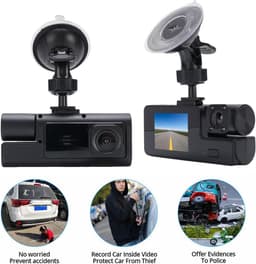 SnelShoppen - 3 Kanaals Dashboard Camera 1080p, Voor- en Achtercamera, Wifi Dashcam met 2 Inch LCD Scherm, Reverse View, Ondersteunt 128GB SD Kaart — thumbnail 4