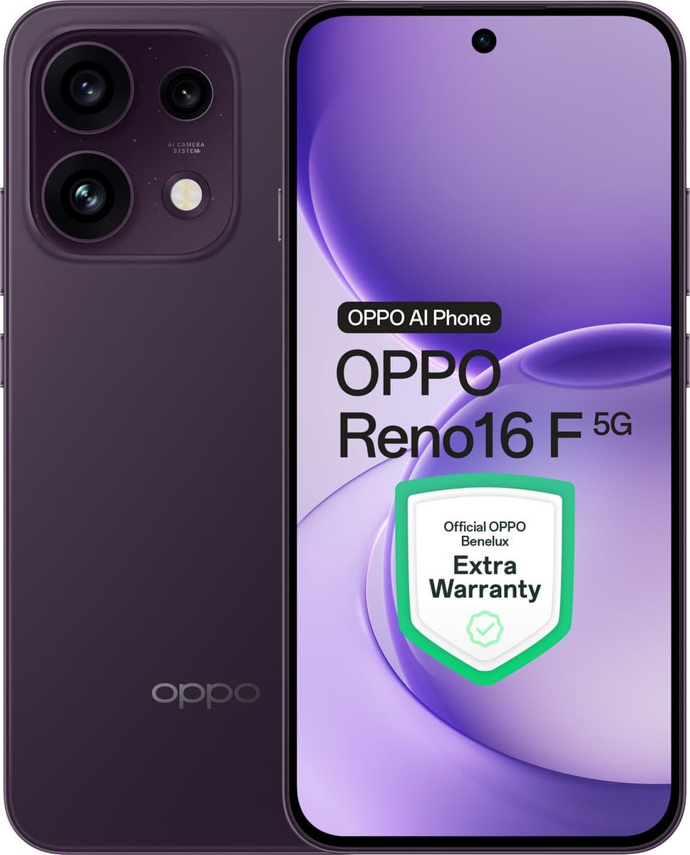 OPPO Reno16 F 5G 8+256GB Paars Zwart - Extra Garantie — afbeelding 1
