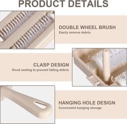 Kruimelveger handmatig - Kruimelborstel tafel - Snel opruimen - Dubbele rolborstels - 10.5 x 26 cm - Beige — thumbnail 5