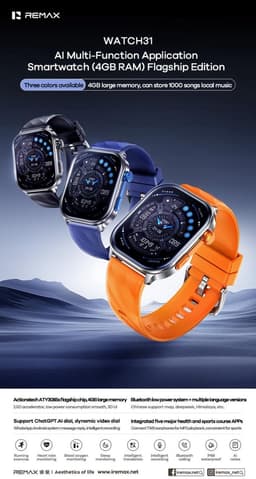 Remax WATCH31 - Smartwatch - AI - 4GB - IP68 - Bellen via bluetooth - Tarnish — thumbnail 4
