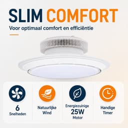 Evolar Smart Plafondventilator met Verlichting en WiFi - 71 cm - Stille Plafondlamp met Ventilator - Dimbaar Warm Wit Licht (LED) - EVO-CF185WW — thumbnail 4