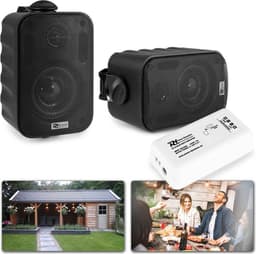 Geluidsinstallatie voor tuin, terras, etc. - Bluetooth geluidsinstallatie met 2 weersbestendige opbouwspeakers (3 inch) - Zwart — thumbnail 1
