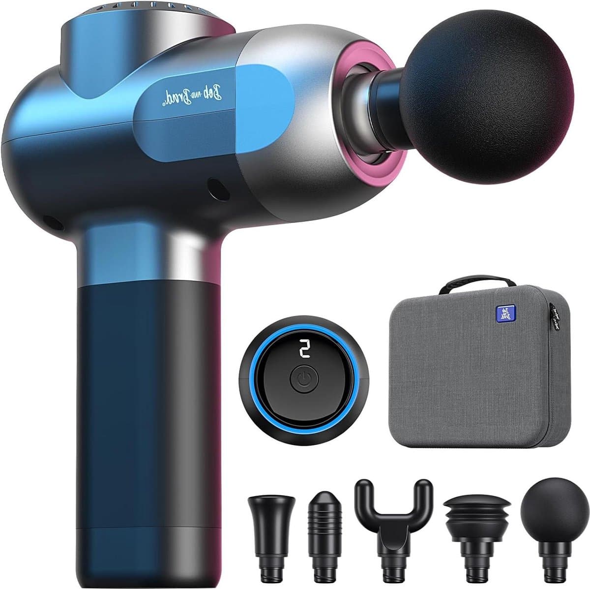 Massage Pistool Diepweefsel Percussiemassager - Spiermassager met 5 Snelheden en 5 Koppen - Handmassageapparaat voor Thuis Gym Kantoor - Herstel Pijn en Stijfheid Verlichting Zilver — afbeelding 1