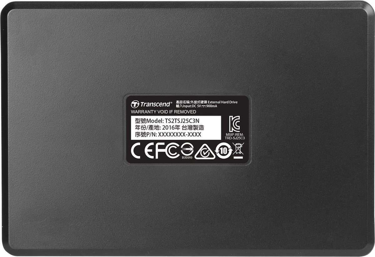 Transcend StoreJet® 25C3N – 2 TB Externe harde schijf (2,5 inch) USB-A 3.2 Gen 1 – Grijs metallic TS2TSJ25C3N — afbeelding 1