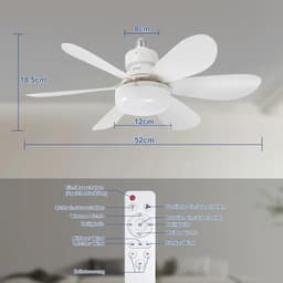 Plafondventilator met lamp - Ventilatorlamp - Comfort in huis - Instelbare lichtkleur - 52CM - Wit — thumbnail 5