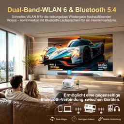 Mini Beamer 1920 x 1080 LED - WiFi 6 Android 14 Smart Projector - Draagbaar Lichtgewicht - HDMI USB Bluetooth - Voor Gaming Onderwijs Thuisbioscoop Zakelijk — thumbnail 5