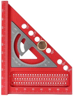 3D multi-hoek meetliniaal aluminium geanodiseerde timmerman voor nauwkeurige houtbewerking, markeren en meten voor ingenieurs, decorateurs en timmerlieden (Rood en grijs) — thumbnail 5