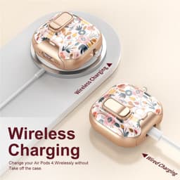 Telestore - hoesje geschikt voor AirPods 5 en AirPods 4 Hard case cover - zwart roze goud bloemen - TPU hoesje Beschermhoes - AirPods 5 en 4 Cover - AirPods 5 / 4 hoesje - Geschikt voor Apple AirPods 5 en AirPods 4 — thumbnail 2