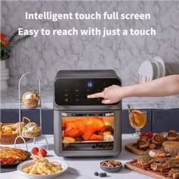 Heteluchtfriteuse – Airfryer - Airfryer Oven - 12L - 1350W - LED Touchscreen - Olievrije Heteluchtfriteuse - Multifunctioneel Convectoroven - Kijkvenster - Grote Capaciteit - Zwart — thumbnail 5