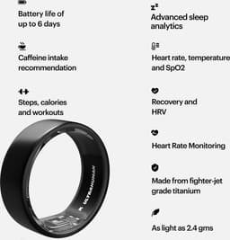 ULTRAHUMAN Ring AIR – Smart Ring | Geen maandabonnement | Bepaal eerst de juiste maat met de Sizing Kit | Slaaptracker - Hartslagmeter - Fitnesstracker – Matt Grey – Size 6 — thumbnail 4