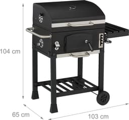 Houtskoolbarbecue - met deksel en wielen - met 2 roosters — thumbnail 4