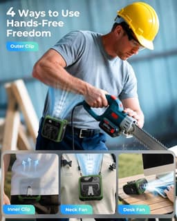 Draagbare heupventilator, riemclipventilator onder shirt met 5 snelheden, heupventilatoren met clip voor handsfree koeling, shirtventilatoren met led-display, voor kamperen op de werkplek in de buitenlucht - Groen — thumbnail 3