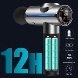 Percussiemassagepistool, elektrisch handzaam spier- en rugmassage-apparaat, diepe weefselmassage voor atleten, pijnverlichting, met 20 snelheden en led-display, geleverd met draagtas, geweldig cadeau voor mannen/vrouwen, zilver — thumbnail 5