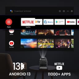 Lumistar® Pro+ Mini Beamer - Alles-in-één Smart TV Projector - 2025 model - Android 13.0 & iOS - WiFi 6 & Bluetooth 5.2 - 4k ondersteuning - Beamer - Inclusief Hdmi kabel - Home Cinema - Zwart — thumbnail 2