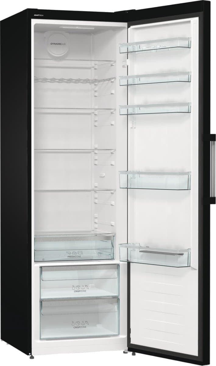 Gorenje R 619 DABK6 koelkast / 185 cm / invertercompressor / CrispZone met vochtigheidsregelaar / AdaptTech / convectiekoelsysteem / snelle koelfunctie / koelkast 398 l / EEK C / zwart [ Energieklasse D ] — afbeelding 1