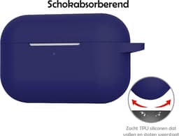Hoesje Geschikt voor Apple AirPods Pro 2 - Siliconen Hoes met Clip - Silicone Case Cover - Donkerblauw — thumbnail 3