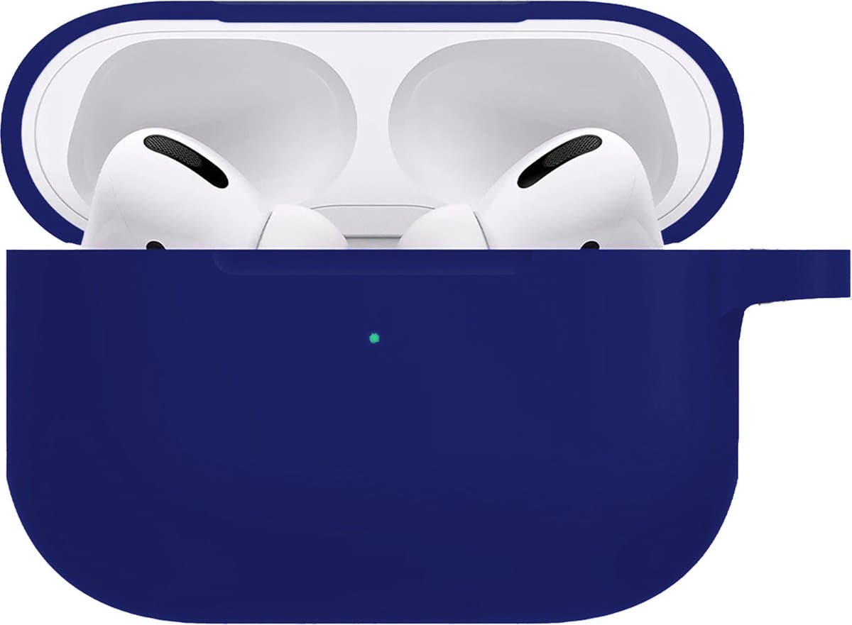Hoesje - Geschikt voor Apple AirPods Pro 2 - Siliconen Hoes met Clip - Silicone Case Cover - Donkerblauw — afbeelding 1