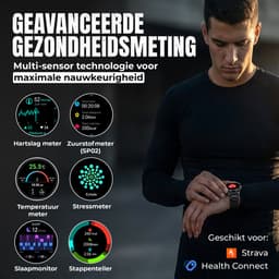 Siltcon® Vortex GPS Smartwatch Heren en Dames - Sport Horloge - Horloge Heren - Stappenteller - Hartslagmeter - Saturatiemeter - Belfunctie - 200+ Sportmodi - Kompas - Zaklamp - Waterdicht - AMOLED - Geschikt voor iOS/Android - 5 Bandjes — thumbnail 5