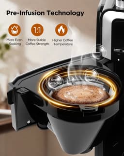 Aigostar Savor - Koffiezetapparaat met Bonenmaler - 1.5L - 12 Kopjes - Instelbare Sterkte - Digitaal Display - Warmhoudfunctie - 24u Timer - 1400W - Zwart — thumbnail 4
