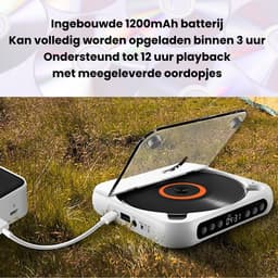 Somstyle Draagbare CD Speler met Bluetooth - EA100 - 3.5 MM Aux - Discman - CD / CD-R / CD-RW - MP3 - Wit — thumbnail 5