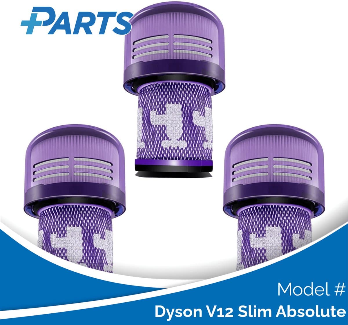 Dyson V12 Slim Absolute Filters (3 Stuks, Plus.Parts® alternatief voor 971517-01) — afbeelding 1