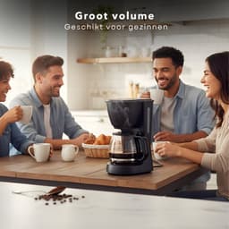 Cheqo® Koffiezetapparaat met Glazen Kan - Uitneembaar Filter - Anti-Drup Functie - Koffiezet Apparaat - Filterkoffie Machine - Warmhoudplaatje - Koffiemachine - Zwart Koffiezetapparaat - Betrouwbare Koffiemachine — thumbnail 2