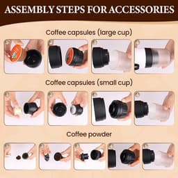 Draagbare reis espressomachine - 12V oplaadbare espressomachinemet voor kamperen en auto - Amerikaanse Italiaanse geconcentreerde elektrische kleine draadloze verwarming - Grijs — thumbnail 5