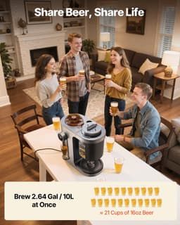 Automatische bierbrouwer - Elektrische bierbrouwketel 13 L thuisbrouwmachine - 1500 W Vermogen - Met maischkoker - RVS 304 binnentank - Temperatuur- en drukregeling — thumbnail 4