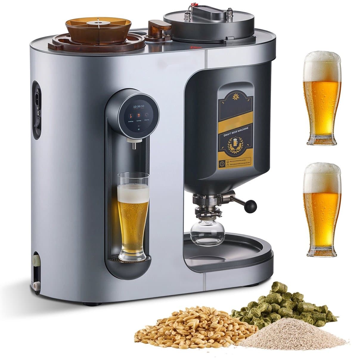 Automatische bierbrouwer - Elektrische bierbrouwketel 13 L thuisbrouwmachine - 1500 W Vermogen - Met maischkoker - RVS 304 binnentank - Temperatuur- en drukregeling — afbeelding 1