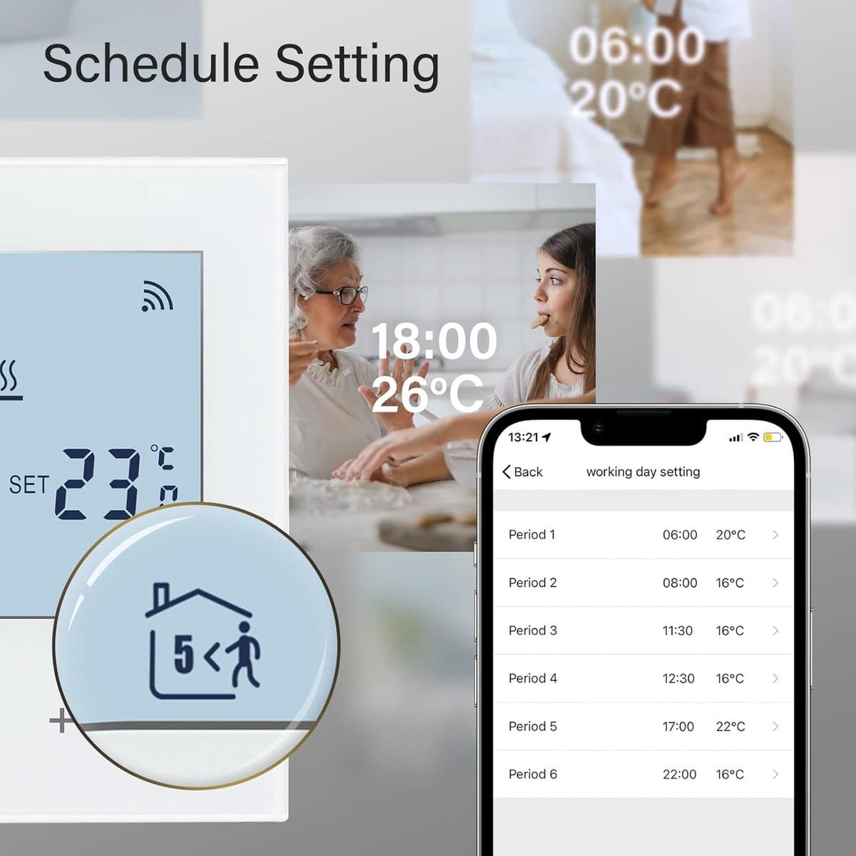 Slimme Wifi Thermostaat voor CV Ketel met Touchscreen en Tuya App Bediening — afbeelding 1