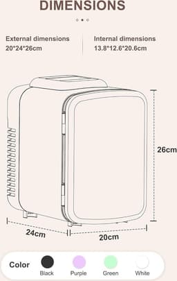 4 liter/6 blikjes draagbare mini-koelkast voor persoonlijke koelkast - huidverzorging cosmetica - slaapkamer kantoor auto - freonvrij — thumbnail 5