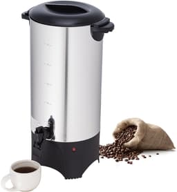 CommerciëLe Koffiepot, 50 Kopjes, Roestvrij Staal, Grote Koffieautomaat, 1000 W, 220 V, Elektrisch Koffiezetapparaat voor Snel Zetten, Heetwaterkan met Afneembaar Netsnoer, Zilver — thumbnail 1