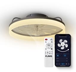 FlinQ AeroGlow Smart Plafondventilator met Verlichting - Ventilator voor aan het Plafond - Ideaal voor op de Slaapkamer - Bestuurbaar met App of Afstandsbediening — thumbnail 1