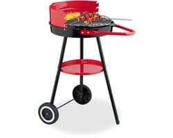 barbecue op wielen - Ø 40 cm - hoogte verstelbaar rooster - windvanger