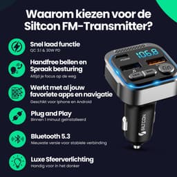 Siltcon® FM Transmitter Bluetooth – Bluetooth Transmitter - Bluetooth Auto - USB-C 30W Snellader - Carkit - Autolader USB-A - 2026 Premium Model — thumbnail 2