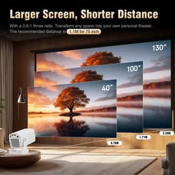 Mini Beamer - 4K ondersteuning - mini projector - draagbare beamer - projector / beamer - Geïntegreerd Android 12.0 systeem - Screen mirroring smartphone - Home cinema — thumbnail 3