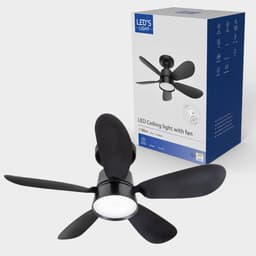 LED's Light - Zwarte plafondventilator met lamp - Ø 53 cm - Instelbare lichtkleur - 25W 1100 LM 3000K/6500K - Plafondlampen met Ventilator & Lamp — thumbnail 3