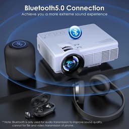 Yowhick - Beamer - Projector Beamer - Mini Meamer - 1080P - Automatische focus - met WiFi - 5G+2.4G Wireless Connection - Wit — thumbnail 5