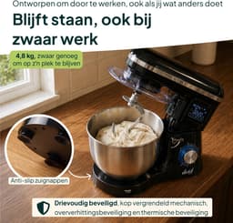 Vivid Green 2000W Keukenrobot - 6.2L - Display & Instelbare Timer - Mixer met Mengkom - Keukenmachine - Keukenmixer - Zwart — thumbnail 5