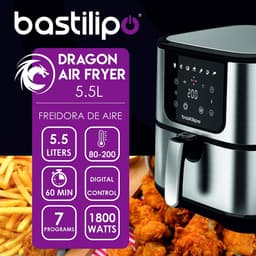 Digitale Luchtfriteuse - Heteluchtpan Snacks - Gezond Frituren - 7 Programma's - 55 Liter - Zwart — thumbnail 2
